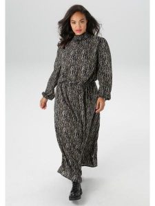 Aniston Sukienka w kolorze czarno-brązowym rozmiar: 48. Czarne sukienki Aniston, bez wzorów, z wiskozy, bez kołnierzyka, bez ramiączek, maxi. Za 78,47 zł.