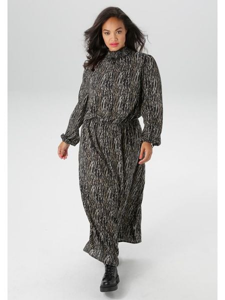 Aniston Sukienka w kolorze czarno-brązowym rozmiar: 48. Czarne sukienki Aniston, bez wzorów, z wiskozy, bez kołnierzyka, bez ramiączek, maxi. Za 109,00 zł.