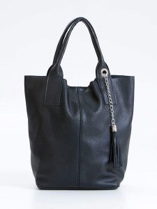 Pia Sassi Skórzany shopper bag "Monte Cimone" w kolorze czarnym - 28 x 35 x 17 cm rozmiar: onesize. Czarne shopper bag Pia Sassi, z aplikacjami, z materiału, na ramię, bez dodatków. Za 267,92 zł.