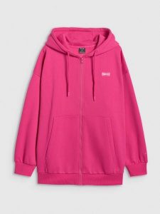 4F Bluza dresowa rozpinana z kapturem damska - różowa S. Czerwone bluzy 4f, s, bez wzorów, z dresówki, z kapturem. Za 189,99 zł.