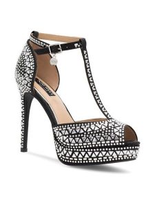 Nine West Sandały NISA SY015-1NW Czarny. Czarne sandały Nine West, bez wzorów, z materiału, bez obcasa, na szpilce, bez zapięcia. Za 179,99 zł.