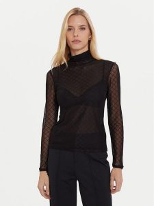 Morgan Bluzka 252-TMESH Czarny Slim Fit. Czarne bluzki Morgan, l, bez wzorów, z syntetyku, bez kołnierzyka, bez ramiączek. Za 189,99 zł.