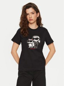 KARL LAGERFELD T-Shirt A1W17129 Czarny Regular Fit. Czarne t-shirty KARL LAGERFELD, s, bez wzorów, z bawełny, bez kołnierzyka, bez ramiączek. Za 239,99 zł.