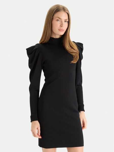 TWINSET Sukienka dzianinowa 252AT3010 Czarny Slim Fit. Czarne sukienki Twinset, m, bez wzorów, z dzianiny, bez kołnierzyka, bez ramiączek. Za 524,99 zł.