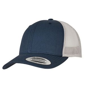 Dwukolorowa Czapka Trucker Retro. Niebieskie czapki FLEXFIT, bez wzorów, retro. Za 58,99 zł.