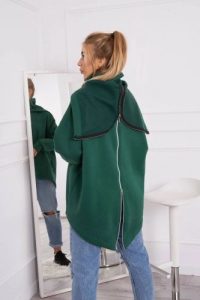 Bluza ocieplana z suwakiem z tyłu ciemno zielona. Zielone bluzy KESI, l, bez wzorów, z bawełny, bez kaptura. Za 238,37 zł.