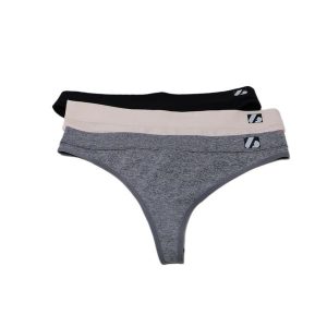 Zestaw stringów 3PK Thong 3 sztuki Czarny, Szary, Beżowy. Brązowe komplety bielizny BARNETT, bez wzorów. Za 109,00 zł.