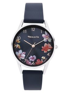Tamaris Zegarek kwarcowy w kolorze srebrno-granatowym rozmiar: onesize. Niebieskie, analogowe zegarki Tamaris. Za 108,99 zł.