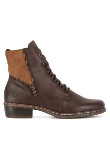 Rieker Trzewiki Y0800-24 Brązowy. Brązowe botki Rieker, bez wzorów, z materiału, bez obcasa, na płaskiej podeszwie, bez zapięcia. Za 272,99 zł.
