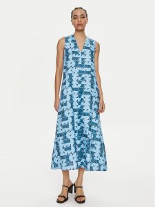 Max Mara Leisure Sukienka codzienna Urlo 2416221048 Niebieski Regular Fit. Niebieskie sukienki Max Mara Leisure, na co dzień, bez wzorów, ze lnu, bez kołnierzyka, bez ramiączek, proste. Za 579,99 zł.