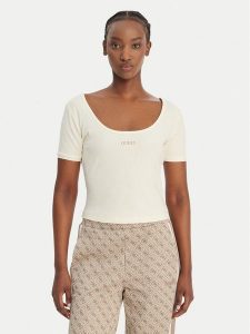 Guess T-Shirt V6GP04 K2969 Écru Slim Fit. T-shirty Guess, xs, z aplikacjami, z lyocellu, bez kołnierzyka, bez ramiączek. Za 209,99 zł.
