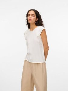 Vero Moda Koszulka w kolorze białym rozmiar: XS. Białe bluzki Vero Moda, s, bez wzorów, z wiskozy, klasyczne, bez kołnierzyka, bez ramiączek. Za 41,69 zł.