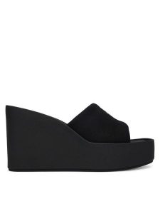 Calvin Klein Klapki Wedge 70 Sndl Canv Mg HW0HW03134 Czarny. Czarne klapki Calvin Klein, bez wzorów, z materiału, bez obcasa. Za 409,99 zł.