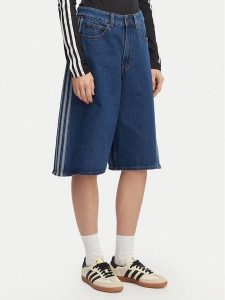 Adidas Szorty jeansowe Firebird Jorts KD2915 Niebieski Oversize. Niebieskie szorty ADIDAS, bez wzorów, z bawełny. Za 349,99 zł.