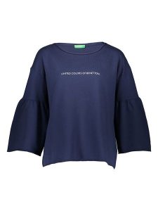 Benetton Bluza w kolorze granatowym rozmiar: S. Niebieskie bluzy Benetton, s, bez wzorów, z bawełny, bez kaptura. Za 70,24 zł.