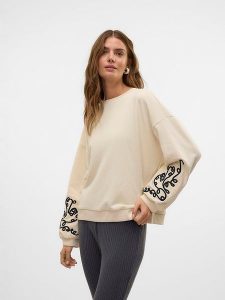 Vero Moda Bluza w kolorze beżowym rozmiar: XL. Brązowe bluzy Vero Moda, xl, bez wzorów, bez kaptura. Za 77,91 zł.