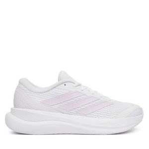 Buty do biegania adidas. Białe buty sportowe ADIDAS, bez wzorów, bez zapięcia, do biegania. Za 259,99 zł.
