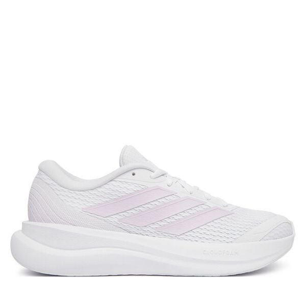 Buty do biegania adidas. Białe buty sportowe ADIDAS, bez wzorów, bez zapięcia, do biegania. Za 259,99 zł.