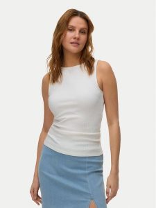 Vero Moda Top Ruby 10342997 Biały Slim Fit. Białe topy Vero Moda, m, bez wzorów, z bawełny, bez kołnierzyka, bez ramiączek. Za 79,99 zł.