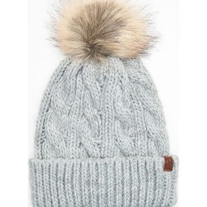 Czapka z futrzanym pomponem - Jasny szary. Czapki marki Cropp. Za 34,99 zł.