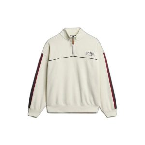 Sweter z kołnierzem tunezyjskim damski Superdry Country Club Tape. Białe swetry klasyczne Superdry, na zimę, bez kołnierzyka. Za 353,95 zł.