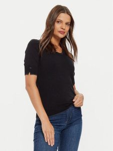 Liu Jo Bluzka WF4010 MS49I Czarny Regular Fit. Czarne bluzki Liu Jo, xs, bez wzorów, z wiskozy, bez kołnierzyka, bez ramiączek. Za 279,99 zł.