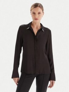 Fracomina Koszula FS25WT6010W65101 Czarny Regular Fit. Czarne koszule Fracomina, xs, bez wzorów, z wiskozy, bez kołnierzyka, bez ramiączek. Za 359,99 zł.