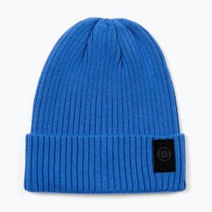 Czapka zimowa Pitbull Beanie Velcro Logo. Niebieskie czapki PITBULL, bez wzorów, z dzianiny, klasyczne. Za 62,99 zł.