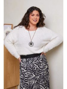 Curvy Lady Sweter w kolorze białym rozmiar: 48/50. Białe swetry oversize Curvy Lady, bez wzorów, ze splotem, bez ramiączek. Za 131,74 zł.