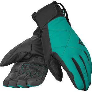 Rękawice narciarskie w kolorze czarno-zielonym. Czarne rękawiczki marki Dainese, ze skóry. W wyprzedaży za 173,95 zł.