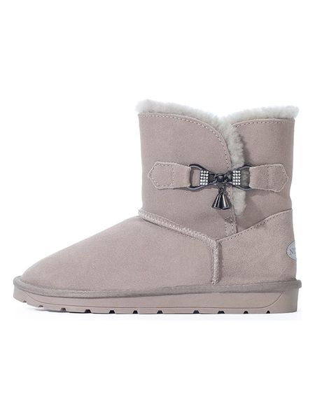 NICEBAY Skórzane botki zimowe "Paula" w kolorze jasnoszarym rozmiar: 40. Szare botki NICEBAY, na zimę, bez wzorów, z materiału, bez obcasa, bez zapięcia. Za 245,38 zł.