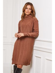 Joséfine Sukienka dzianinowa "Felicidad" w kolorze karmelowym rozmiar: S. Brązowe sukienki Joséfine, na co dzień, s, bez wzorów, z dzianiny, bez kołnierzyka, bez ramiączek, midi, proste. Za 177,94 zł.