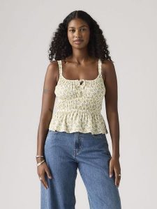 Levi's Top w kolorze kremowo-złotym rozmiar: XS. Brązowe topy Levi's®, s, bez wzorów, z wiskozy, bez kołnierzyka, bez ramiączek. Za 97,51 zł.