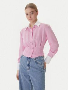 Morgan Koszula 261-CLICK.F Różowy Slim Fit. Czerwone koszule Morgan, bez wzorów, z wiskozy, bez kołnierzyka, bez ramiączek. Za 299,99 zł.