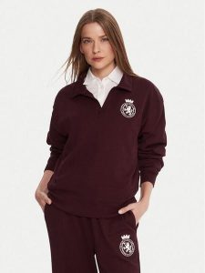 Tommy Hilfiger Bluza UW0UW06078 Bordowy Regular Fit. Czerwone bluzy TOMMY HILFIGER, m, bez wzorów, z bawełny, bez kaptura. Za 279,99 zł.