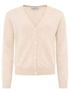 Zwillingsherz Kaszmirowy kardigan w kolorze beżowym rozmiar: M. Brązowe swetry oversize Zwillingsherz, m, bez wzorów, z kaszmiru, bez ramiączek. Za 345,36 zł.