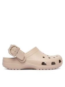 Crocs Klapki Classic Enamel Buckle Clog 213347 Beżowy. Brązowe klapki Crocs, bez wzorów, z tworzywa sztucznego, bez obcasa. Za 259,99 zł.