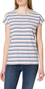 LEE DAMSKA KOSZULKA Z KRÓTKIM RĘKAWEM CAP SLEEVE TEE SUMMER BLUE L41FJXNJ 112108936. Niebieskie bluzki Lee, l, bez wzorów, bez kołnierzyka, bez ramiączek. Za 69,99 zł.