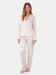 Guess Piżama O5BX05 W4732 Różowy Regular Fit. Czerwone piżamy Guess, z aplikacjami, z syntetyku, bez ramiączek. Za 559,99 zł.