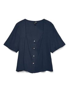 Vero Moda Bluzka w kolorze granatowym rozmiar: XS. Niebieskie bluzki Vero Moda, s, bez wzorów, z wiskozy, klasyczne, bez kołnierzyka, bez ramiączek. Za 43,88 zł.