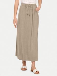 ONLY Spódnica midi Solvi 15338678 Beżowy Regular Fit. Brązowe spódnice ONLY, xl, bez wzorów, z wiskozy, midi. Za 99,99 zł.