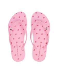 Tommy Hilfiger Japonki Repeat Logo Platform FW0FW09199 Różowy. Czerwone klapki TOMMY HILFIGER, bez wzorów, z syntetyku, bez obcasa. Za 209,99 zł.