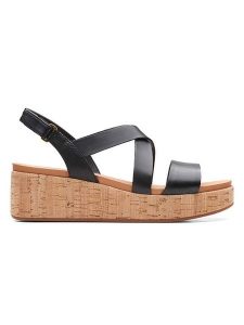 Clarks Skórzane sandały w kolorze czarnym na koturnie rozmiar: 41. Czarne sandały Clarks, bez wzorów, ze skóry, z otwartym noskiem, bez obcasa, na koturnie, bez zapięcia. Za 152,45 zł.