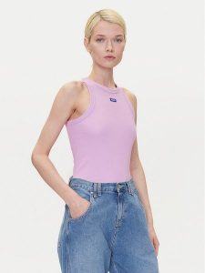 HUGO Top 50508857 Różowy Slim Fit. Czerwone topy Hugo, xxs, bez wzorów, z bawełny, bez kołnierzyka, bez ramiączek. Za 129,99 zł.