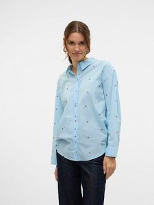 Vero Moda Koszula w kolorze błękitnym rozmiar: XS. Niebieskie koszule Vero Moda, xs, bez wzorów, z bawełny, bez kołnierzyka, bez ramiączek. Za 120,95 zł.