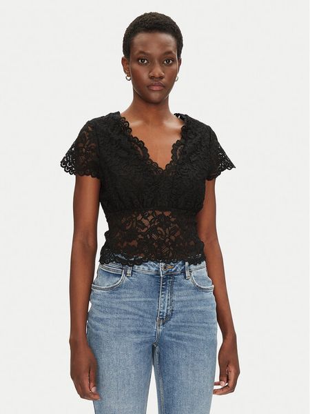 Morgan Bluzka 241-DANSA Czarny Slim Fit. Czarne bluzki Morgan, m, bez wzorów, z syntetyku, bez kołnierzyka, bez ramiączek. Za 126,80 zł.