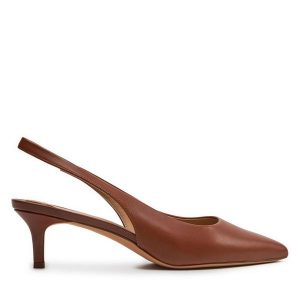 Czółenka LAUREN RALPH LAUREN. Brązowe czółenka Lauren Ralph Lauren, bez wzorów, bez obcasa, bez zapięcia. Za 449,99 zł.