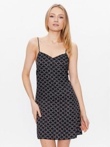 KARL LAGERFELD Koszula nocna 225W2135 Czarny Regular Fit. Czarne koszule nocne KARL LAGERFELD, bez wzorów, z wiskozy, bez ramiączek. Za 599,99 zł.