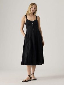 Levi's Sukienka w kolorze granatowym rozmiar: XS. Niebieskie sukienki Levi's®, s, bez wzorów, bez kołnierzyka, bez ramiączek, midi. Za 139,87 zł.
