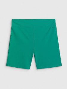 4F Legginsy krótkie dzianinowe damskie - zielone M. Zielone legginsy 4f, bez wzorów, z dzianiny, krótkie. Za 69,99 zł.
